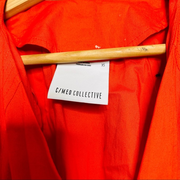 C/MEO COLLECTIVE motivations' Puff Sleeve Ruffle Hem Wrap Dress In Red - Picture 5 of 8